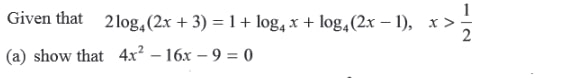 Logarithmic Equations-Example 1